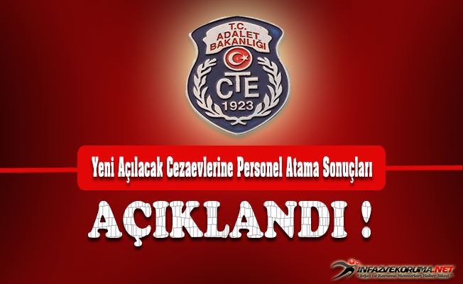 2018 Yılı Yeni Açılacak Cezaevlerine Personel Atama Sonuçları Açıklandı !