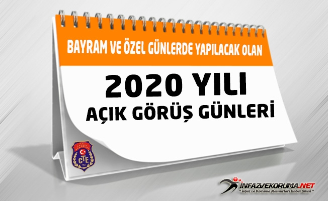 CTE 2020 Yılı İçerisinde Bayram ve Özel Günlerde Yapılacak Açık Görüş Tarihleri