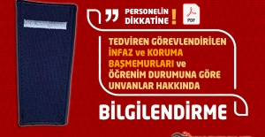 Tedviren Görevlendirilen İnfaz ve Koruma Başmemurları ve Öğrenim Durumlarına Göre Unvanlar Hakkında Bilgilendirme